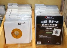 100 BCW Resealable 45 RPM Record Poly Bags 2 mil Archival Safe w/ Tape Closure
