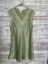 Oscar De La Renta Pink Label Green Sleeveless Nightgown Lace Size Small