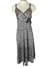 Vintage VANITY FAIR Small Leopard Print Satin Sleeveless Long Nightgown USA