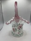 1998 Fenton French Opalescent Trellis Basket With Hangtag-Perfect For Easter!