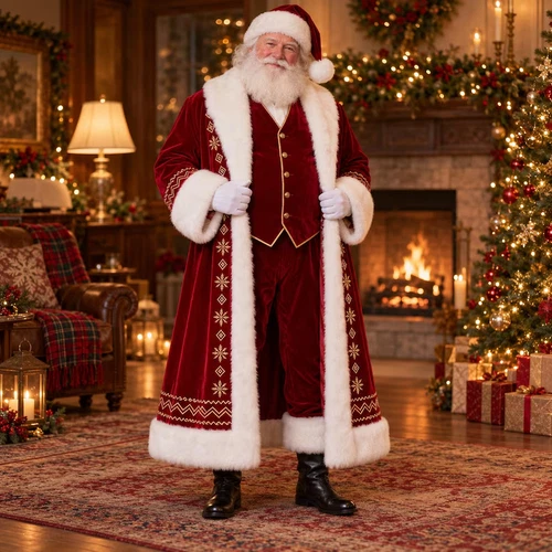 Luxury Red Velvet Santa Claus Suit Christmas Costume Coat Set XS-7XL - product listing photo