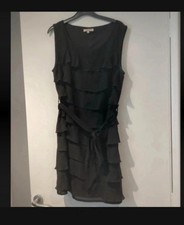 Flowers By Charms Black Frill Belt Dress Size M/L