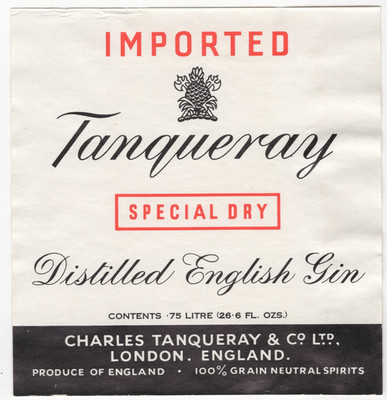 Vintage - Tanqueray Special Dry Distilled English Gin Label - EP1I