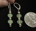 Vintage Beaded Sterling Silver Faceted Pale Green Fluorite Crystal Drop Earrings — photo 9