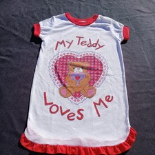 Vintage Girls 80s Cozy Teddy Bear Nightgown by Bonnie Jama Size 6