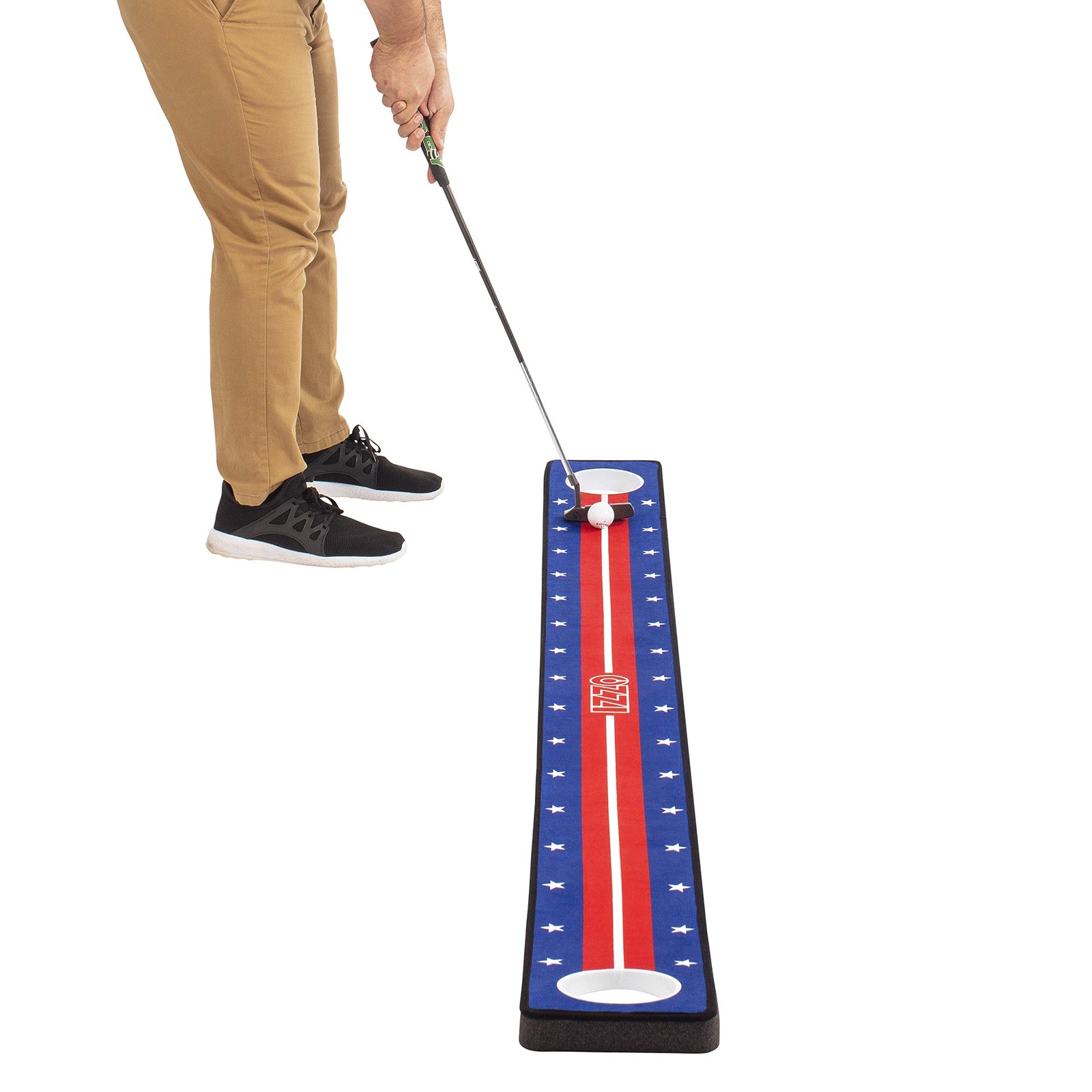 Izzo IZZO Golf Putting Mat with Putt Cup - Practice & Training Aid, Red White...