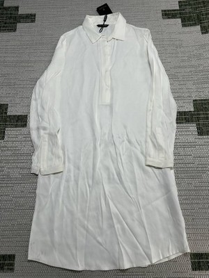 Massimo Dutti Shirt Dress Women 6 Beige Satin Concealed Placket Minimalist Party