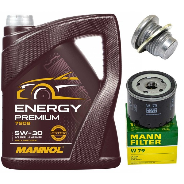 MotoröL Filter Set Mannol 5W-30 5 Liter + Schraube FüR Dacia Logan Renault Clio-image