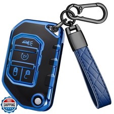 VCCARVN for Jeep Key Fob Cover with Keychain - TPU Key Shell Case Protector C