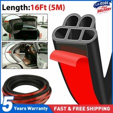 5M B-Shape Car Door Rubber Seal Strip Hood Trim Edge Moulding Weatherstrip Black