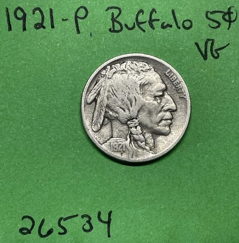1921-P Buffalo 🦬 Indian Head Nickel 5c Vg Very Good