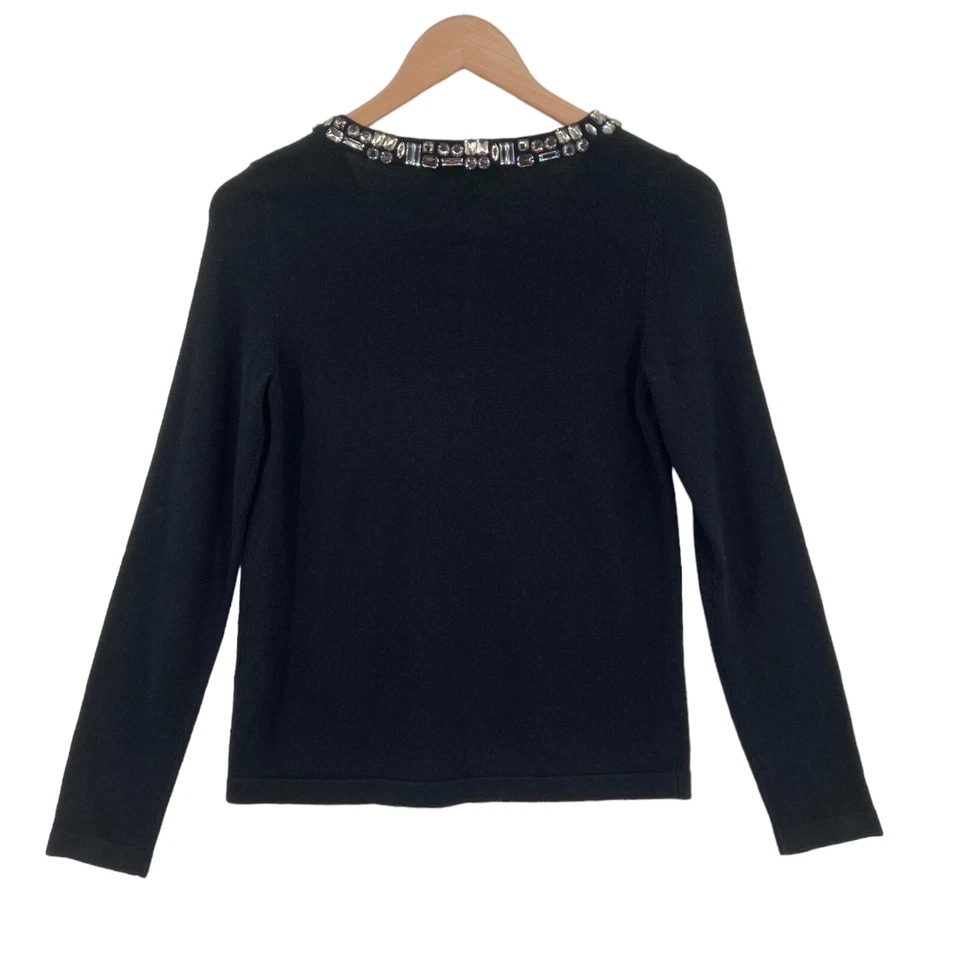 Cardigã suéter feminino Banana Republic pequeno preto malha frisada frente aberta - Imagem 2 de 4