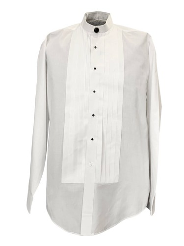 IVORY Mandarin Banded Collar Formal Shirt with 3/4'' pleated front by Lord West - Picture 4 of 4