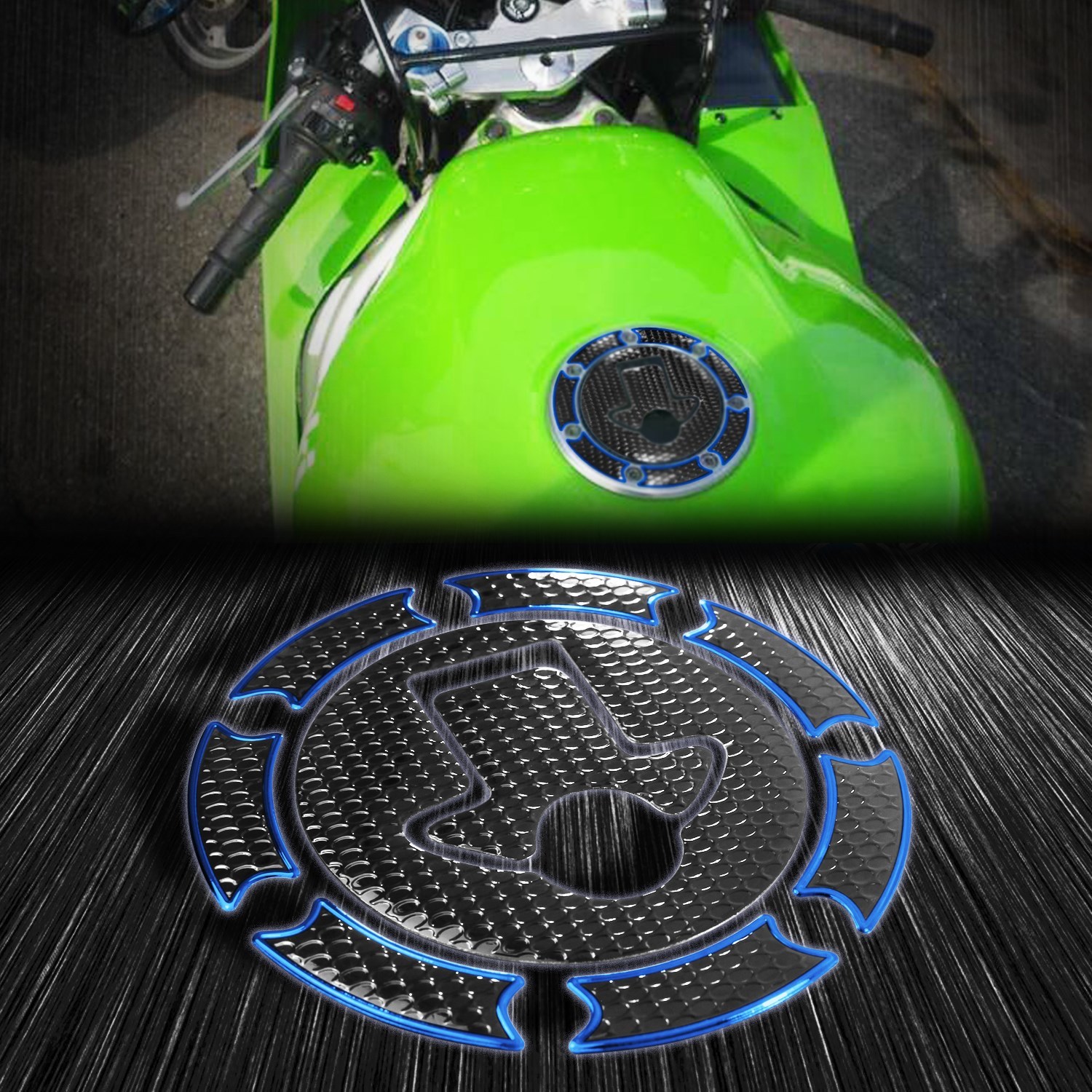 Gas Tank Fuel Cap Cover Guard Pad Ninja 500R/500/ZX6R/ZX7R11R Chrome