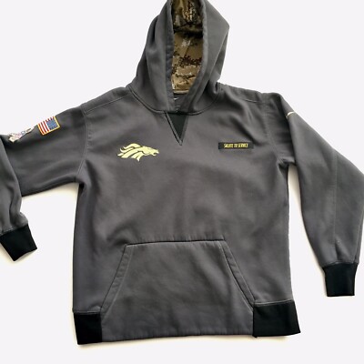 Nike On Field Denver Broncos Salute To Service Gray Hoodie Men’s Size Small 