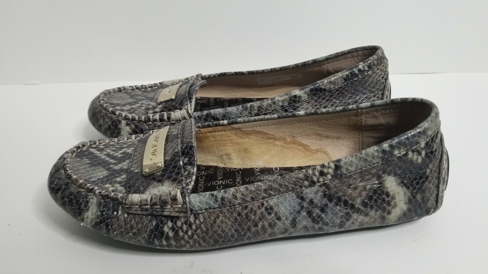 Vionic Python Snake Print Leather Slip-On Loafers… - image 6
