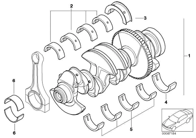 Original BMW 11211439958 - Führungslagerschale gelb 65,00MM(0) 3er 