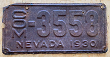 RARE 1930 NEVADA COMMERCIAL LICENSE PLATE " 3558 " NV 30 READY TO BE RESTORED