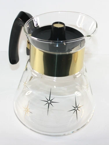 Pyrex Atomic Starburst Coffee Pot Carafe w/ Lid MCM 4 Cup EUC