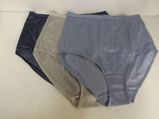 Breezies Set of 3 100 Nylon Full-Brief Panties-Silver/Navy/Blue-Large-A351085