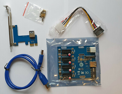 PCI-E 1 auf 4 Adapterkarte, PCI-E 1X auf 4X PCIe USB3. NEU!!!
