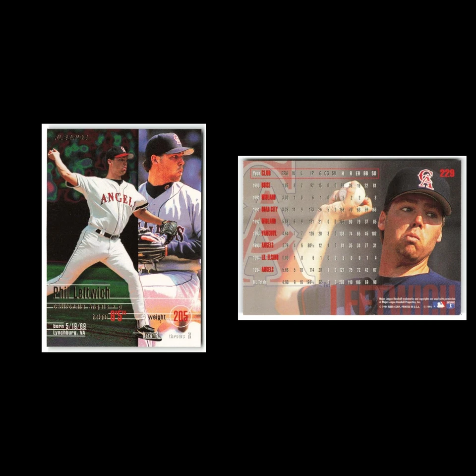 Phil Leftwich #229 1995 Fleer California Angels Baseball Card MLB NM - Image 3 of 3