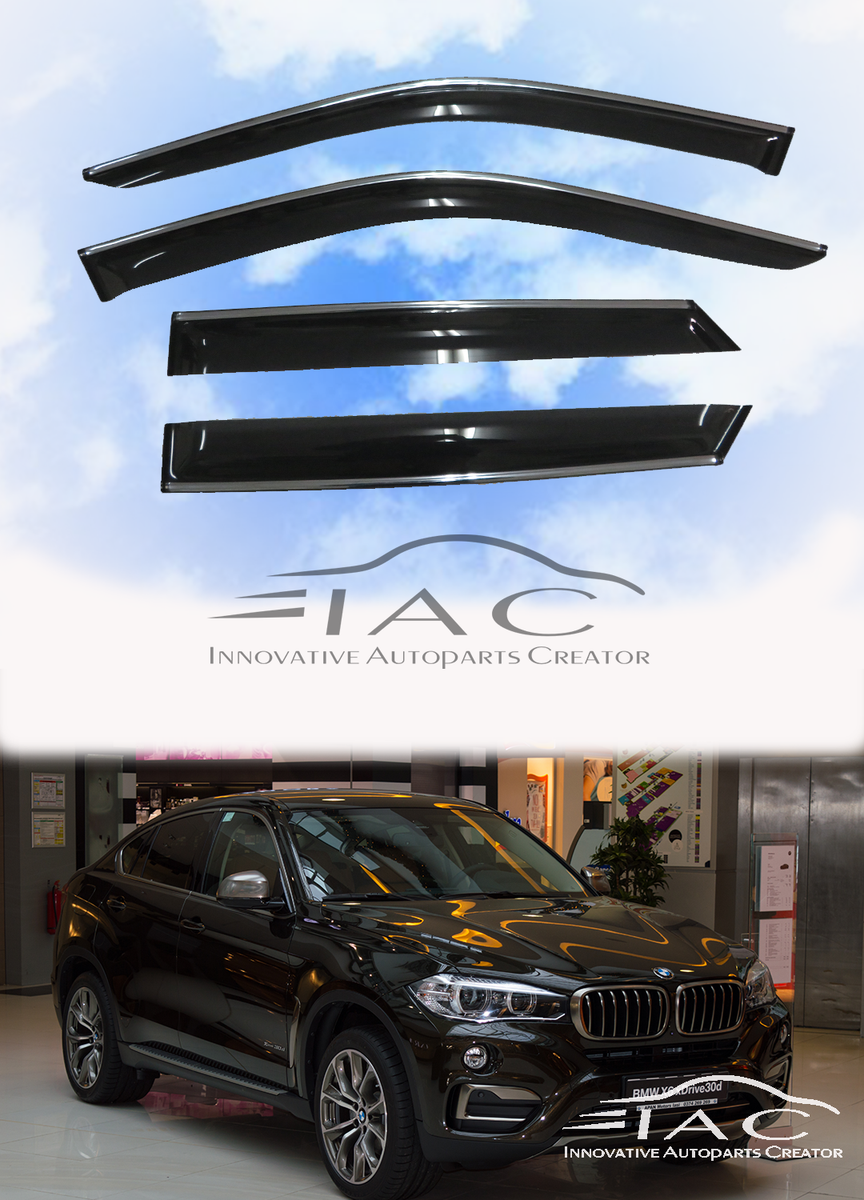 Chrome Trim Side Window Visors Guard Vent Deflectors For BMW X6