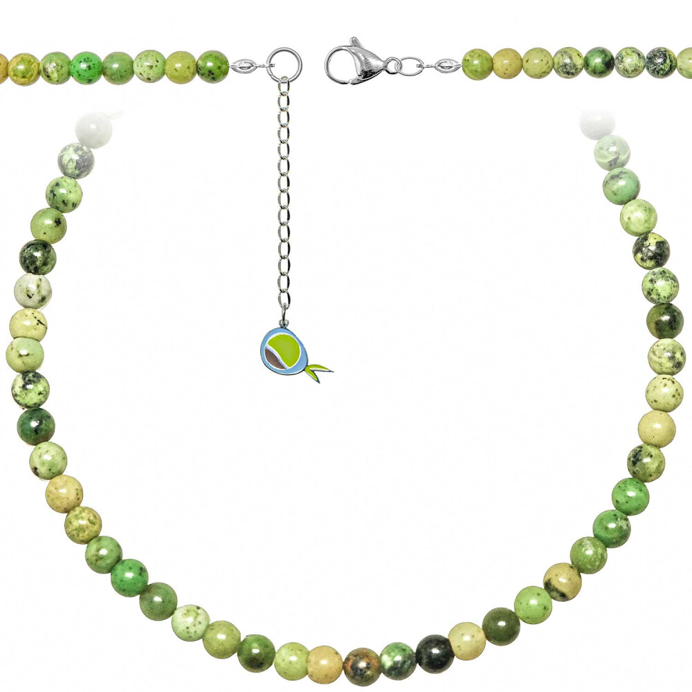Collier en serpentine naturelle composé de perles rondes 6 mm en longueur XL 90 cm