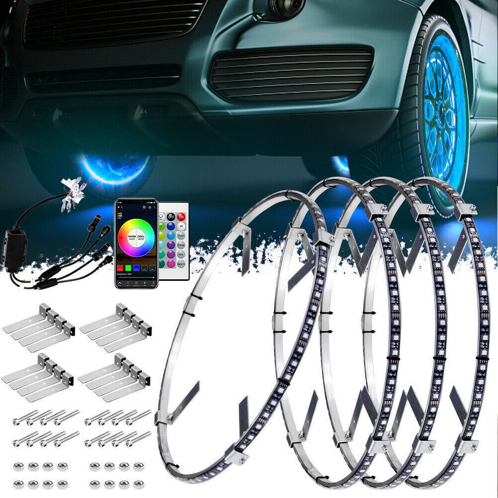 15.5'' Wheel LED Ring RGB Lights For Truck Light Car Rim Bluetooth Lights APP