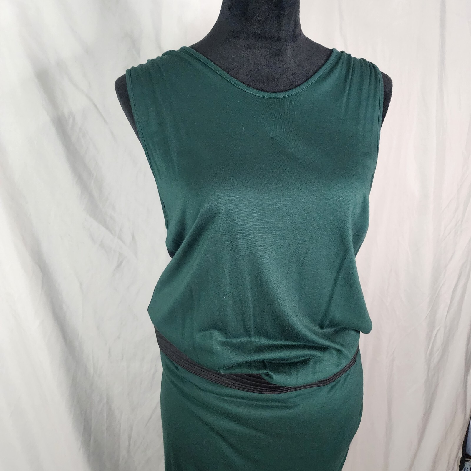 New!!! MANGO Size 10 Lightweight Viscose Blouson Tulip Hem Shirred Lined Dress thumbnail 8