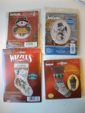 4 Designs For The Needle Janlynn Wizzers Ornament Cross Stitch Kit LOT