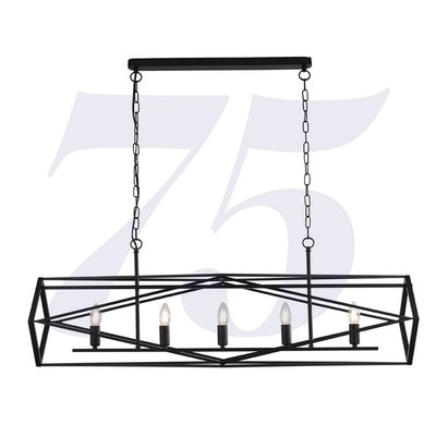 5 Leuchten schwarze Oberfläche Metall Deckenmontage Pendelleuchte mit offenem Käfigschirm