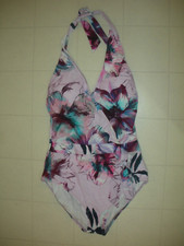 GOTTEX Pink Primrose 1 Pc Halter Surplice Side Bow Swimsuit Sz 12 NWT