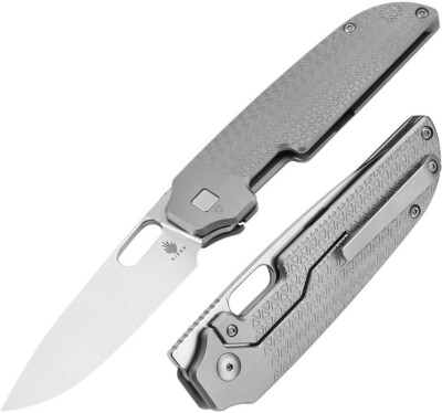 Kizer Cutlery Varatas Folding Knife 3.25'' S35VN Steel Blade Gray Titanium Handle
