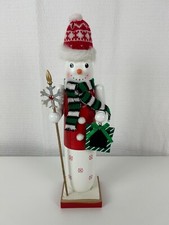 Christmas Nutcracker Snowman AT HOME 2018 Holiday Decoration 15" Wood NWOT