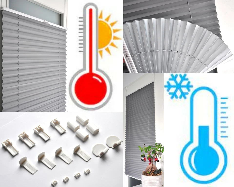 Thermo Plissee Klemmfix Verdunkelung Faltrollo Rollo ohne Bohren Klemmträger 100 - Bild 3 von 4