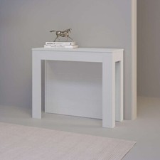 Tavolo consolle allungabile CAYMAN bianco frassino allunghe interne