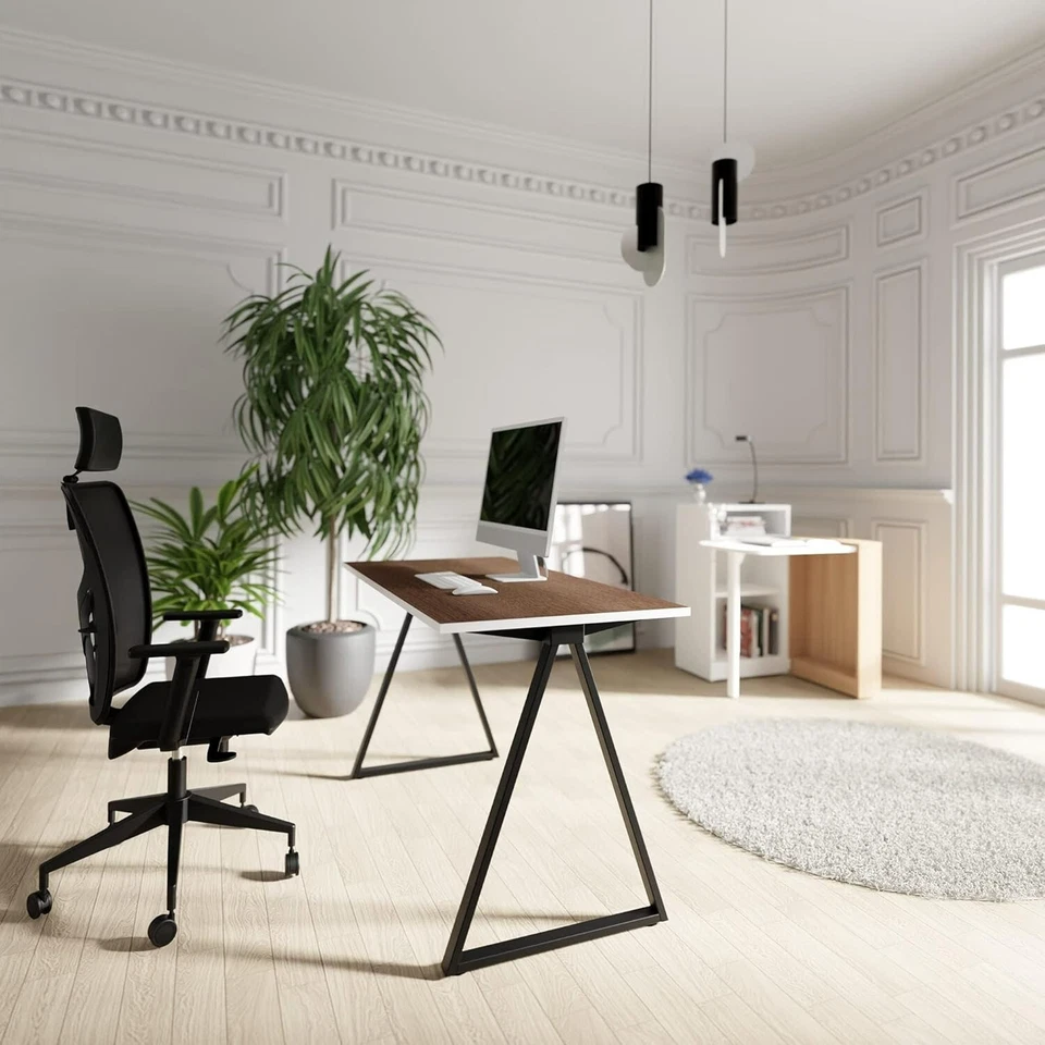 LEVIRA Wye Schreibtisch, 110 x 60 x 74 cm, Schwarz & Wenge Dunkel, Minimalistisc - Bild 2 von 4