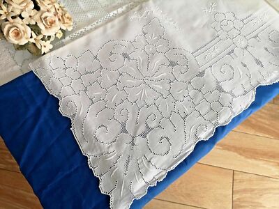 Rich sheet in pure linen with embroidery Sicilian handmade 