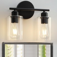 2-Light Bathroom Light Fixtures, Matte Black Bathroom Vanity Lights, Bathroom...