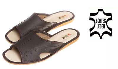 HANDARBEIT MARKENLOS Herren Echtleder Leder HausSchuhe Pantoffeln Latschen Schlappen Gr.40-46 #256#