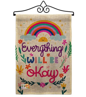 Everything Be Okay Burlap Garden Flag - Set Wall Hanger Expression Inspiratio...