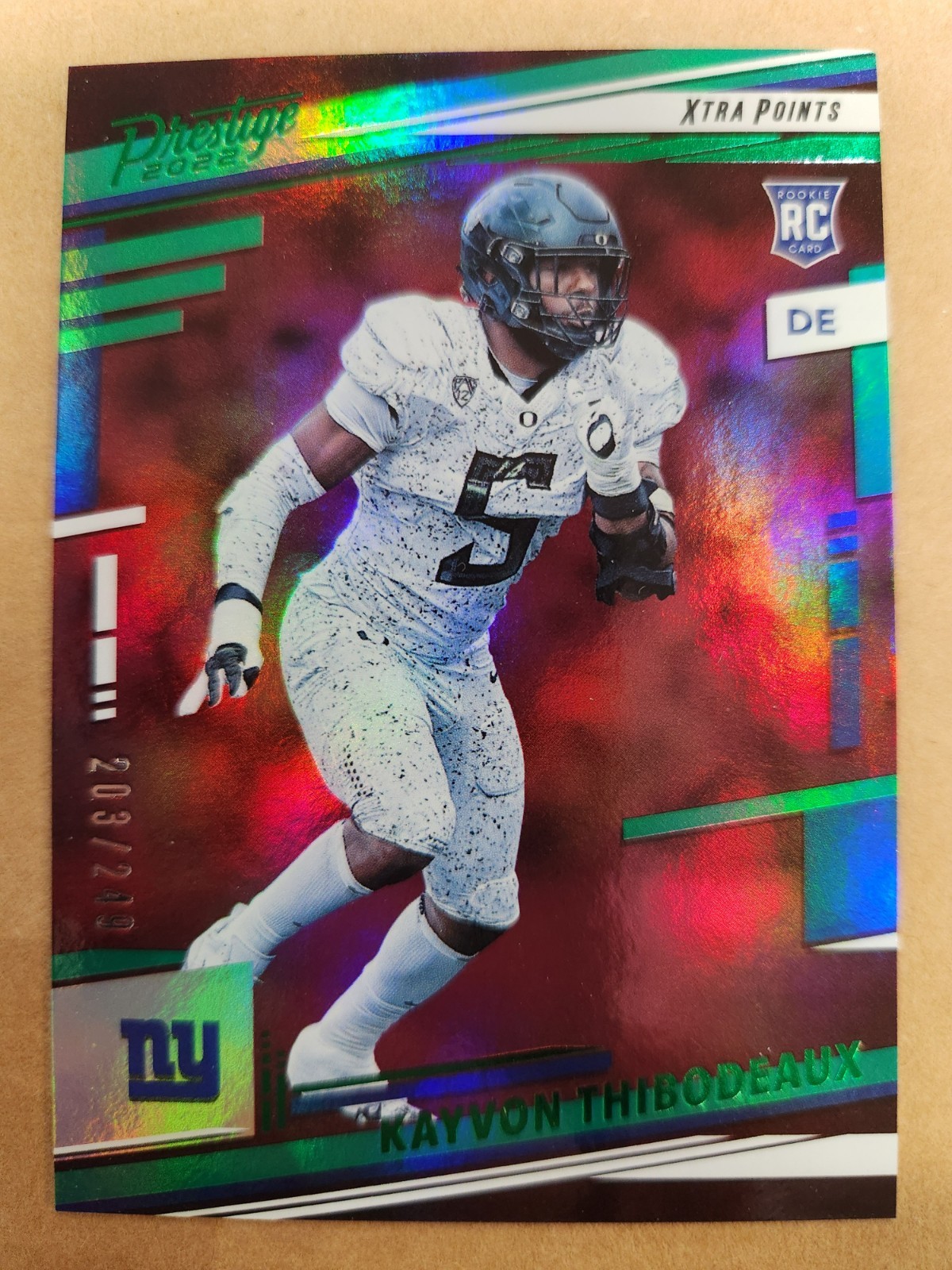 KAYVON THIBODEAUX #311 2022 Panini Prestige GREEN XTRA POINTS RC 203/249 GIANTS