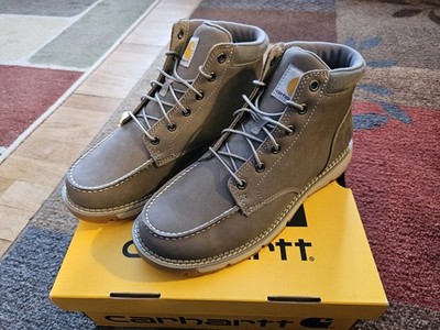 Carhartt Women s 9.5 Millbrook 5  Moc Toe Wedge Boot Gray Leather   New in Box