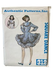 Authentic Patterns 312 Square Dance Dress Sewing Pattern Multi-Size 6 8 10 UNCUT