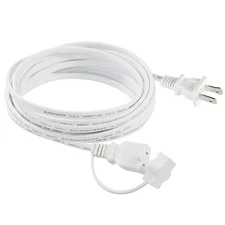 US 2 Prong Extension Cord - 25Ft Long Polarized White 2Prong Extension Cord,1...