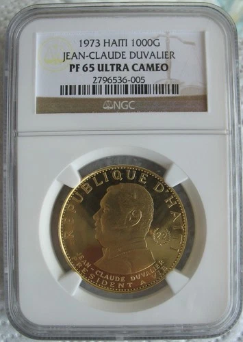 Haiti 1973 Gold 1000 Gourdes NGC PF-65 Ult.Cameo Jean- Claude Duvalier