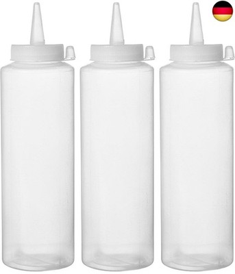 HENDI Spenderflasche, Stückzahl: 3, Easy Squeeze, für Saucen, Squeeze Flasche, Q