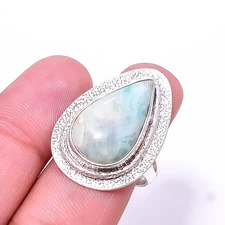 Amazonite - Russia Gemstone Designer Handmade 925 Sterling Silver Ring s.8 Sku11