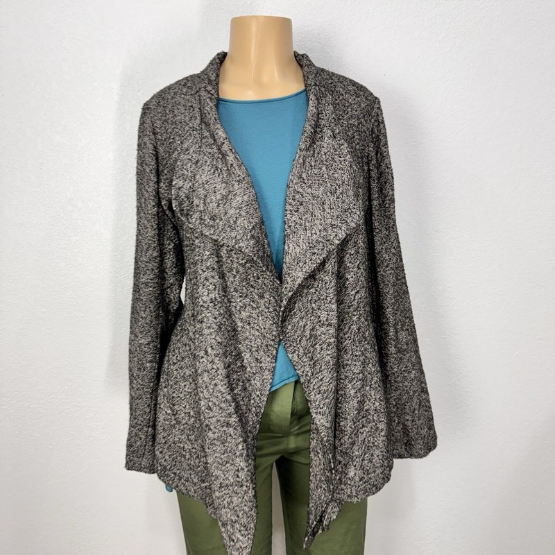 Eileen Fisher Gray Open Front Blazer Jacket Womens Size M Grab & Go Sweater Top